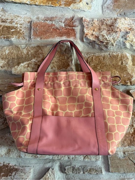 kate spade Handbags - kate spade Pink Patterned Canvas & Leather Tote with Rose Trim